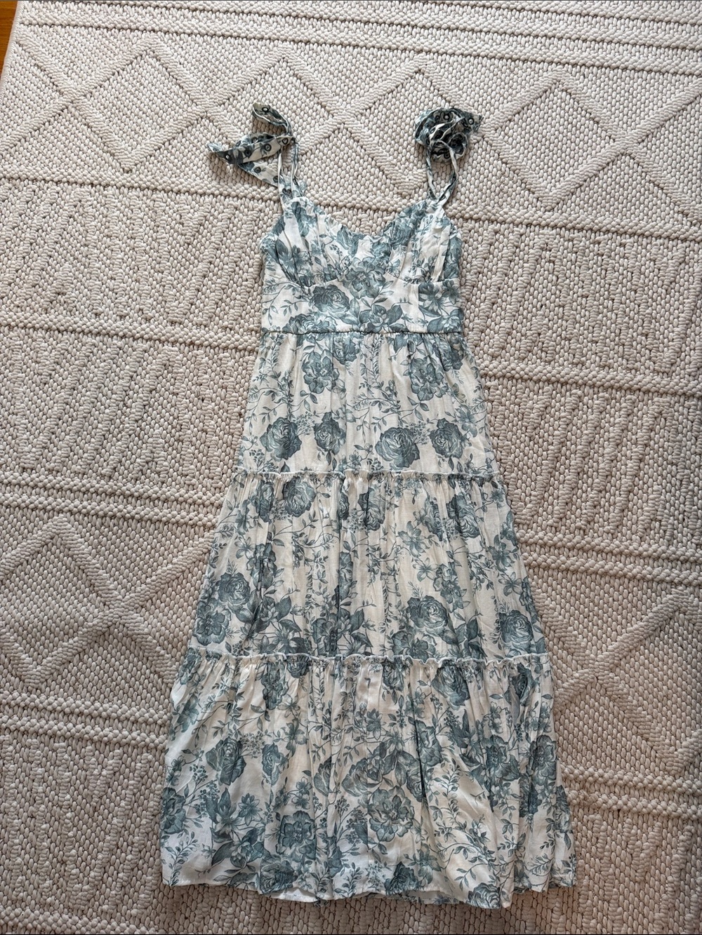 Trixxi Cream Maxi Dress with Sage Green Floral Print